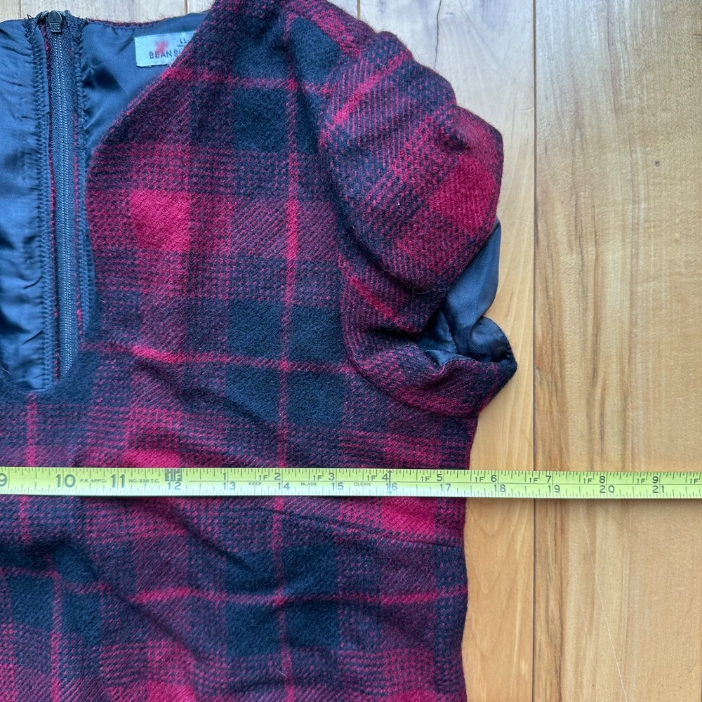 LL Bean Signature Red Black Tartan Buffalo Plaid Wool Sheath Dress Womens size 4 - Picture 3 of 8